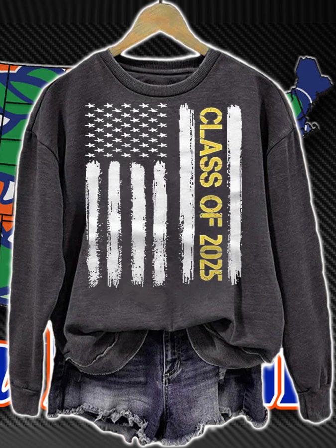 Class Of 2025 Senior Patriotic American Flag Graduation Gift Pullover Shirt sweatshirt