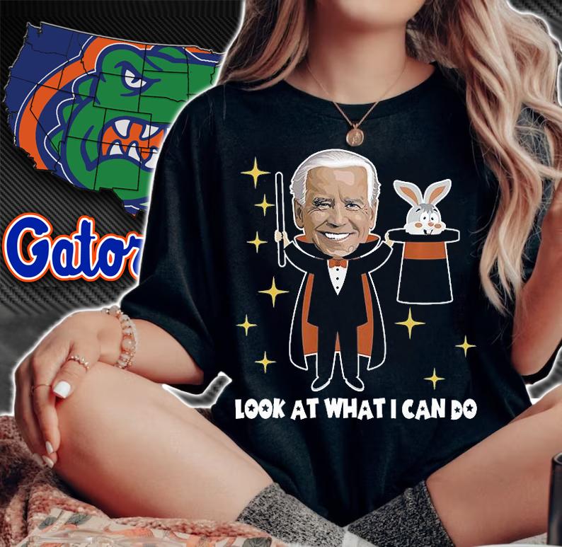 Funny Joe Biden Pulling A Rabbit Out Of His Hat Magician T-Shirt woman shirt