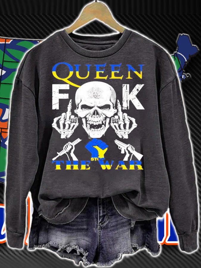 Skull Queen Fuck Stop The War Ukraine Shirt