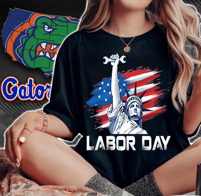 Statue Of Liberty Labor Day Celebration American Flag T-Shirt woman shirt