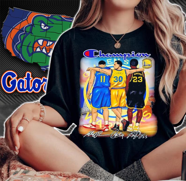 Champion Golden State Warriors Thompson Curry Green Signatures Shirt woman shirt