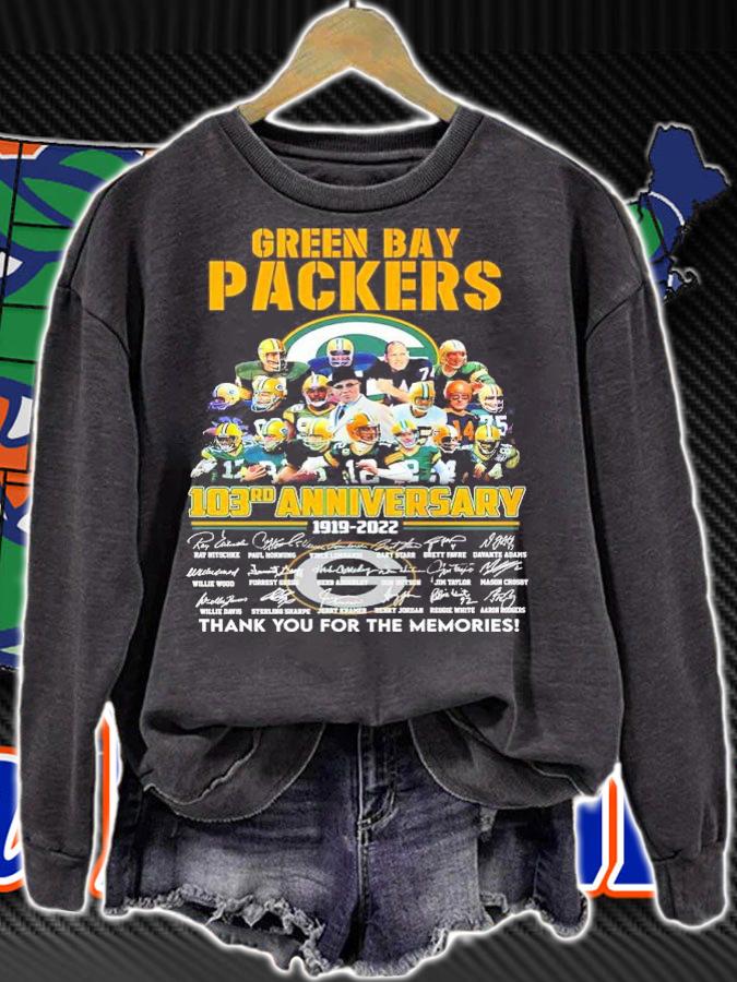 Green Bay Packers Football Team 103rd Anniversary 1919-2022 Signatures Thank You For The Memories Shirt sweatshirt