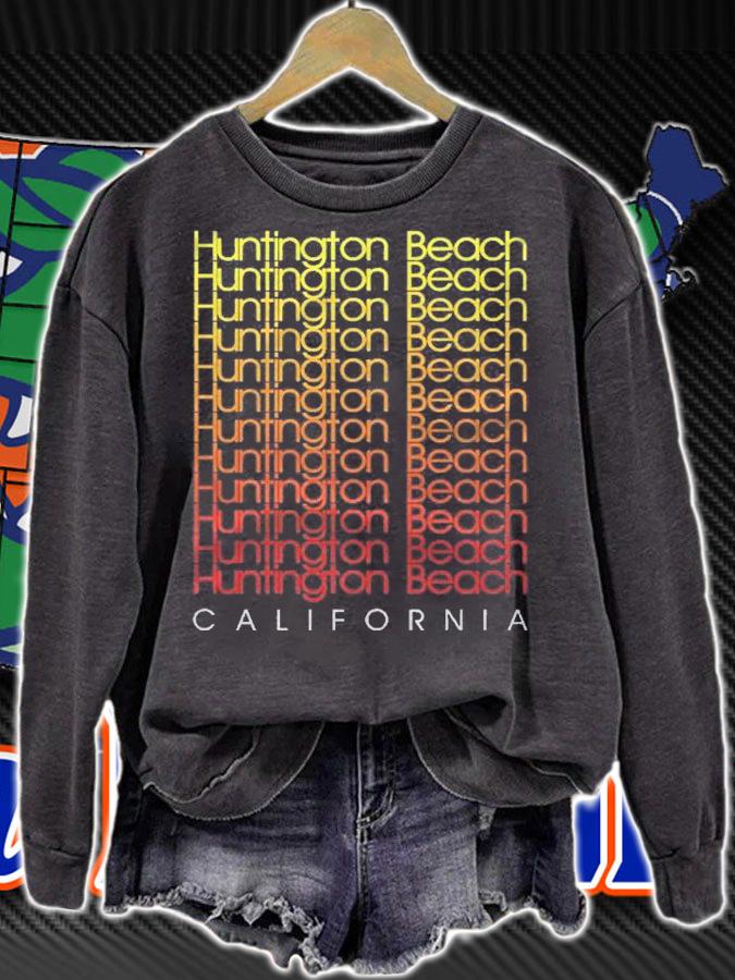 Huntington Beach California Vintage Retro Pullover Shirt sweatshirt
