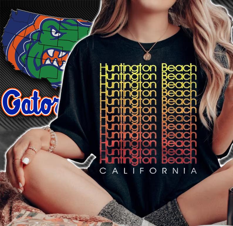 Huntington Beach California Vintage Retro Pullover Shirt woman shirt
