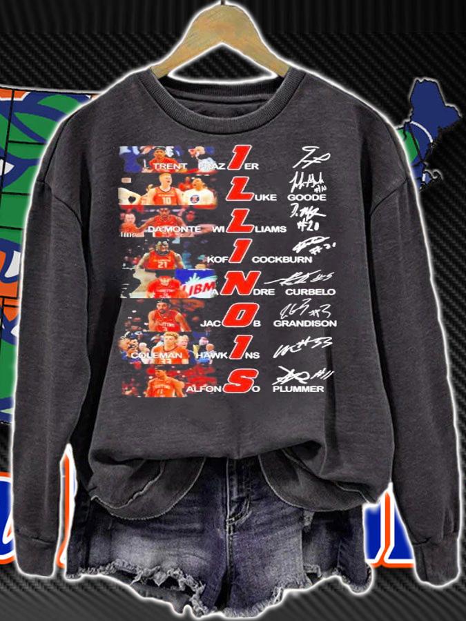 Illinois Basketball Team Members Signatures Shirt