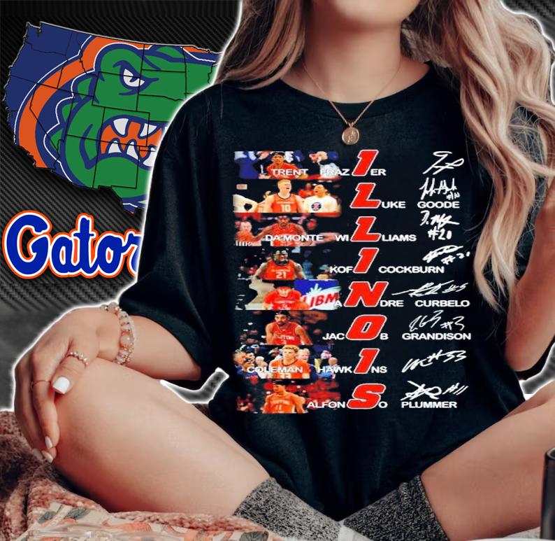 Illinois Basketball Team Members Signatures Shirt
