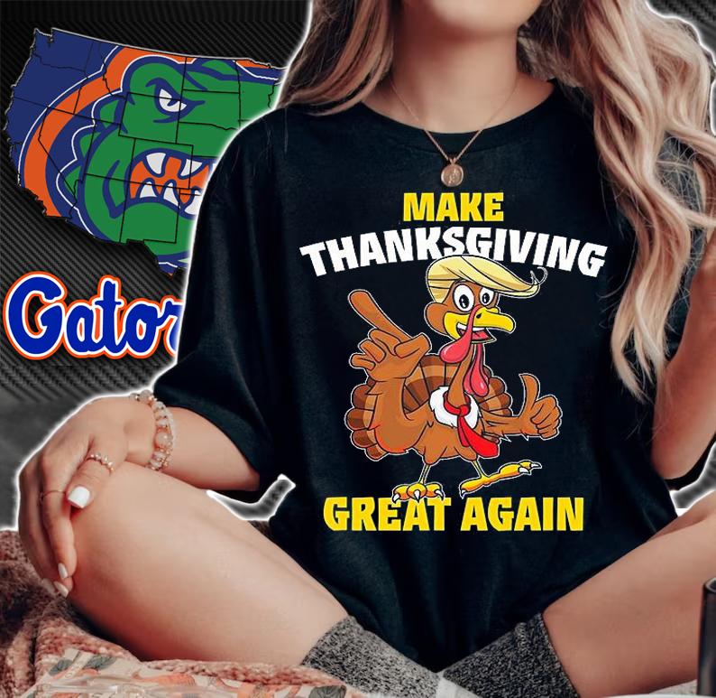 Make Thanksgiving Great Again Funny Trumpkin Turkey Trump T-Shirt woman shirt