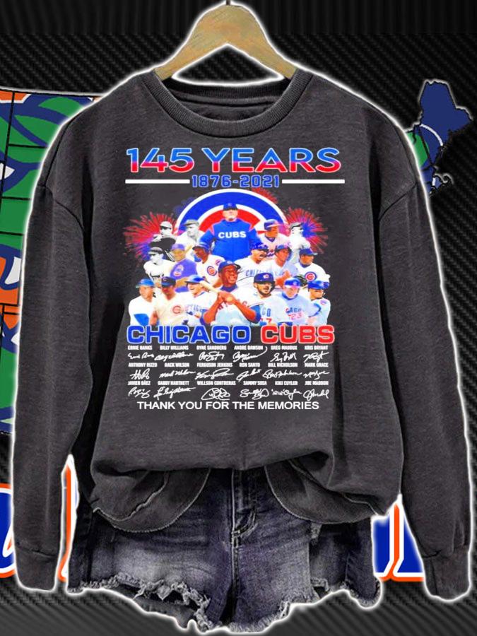 145 years 1876-2021 Chicago Cubs all team signatures shirt sweatshirt