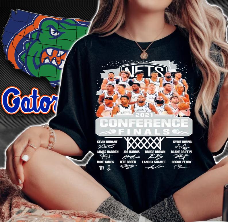 Brooklyn Nets 2021 Conference Finals signatures shirt