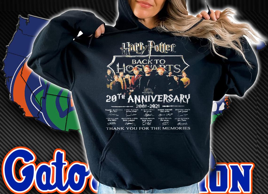 Harry Potter Back To Hogwarts 20th Anniversary 2001-2021 signatures thank you for the memories T-shirt