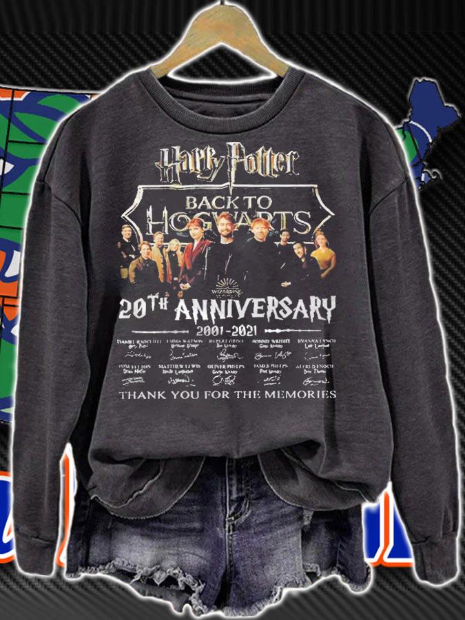 Harry Potter Back To Hogwarts 20th Anniversary 2001-2021 signatures thank you for the memories T-shirt