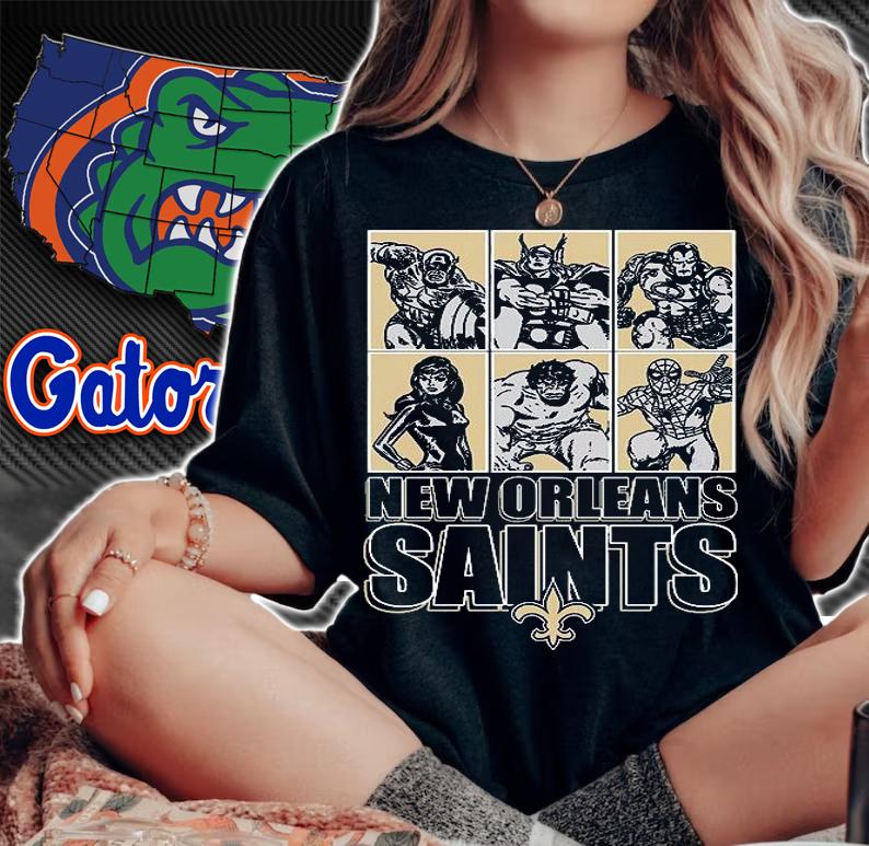 New Orleans Saints Disney Marvel Avengers Line-Up shirt