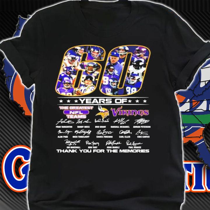 60 years of The Greatest NFL Teams Vikings thank you for the memories shirt