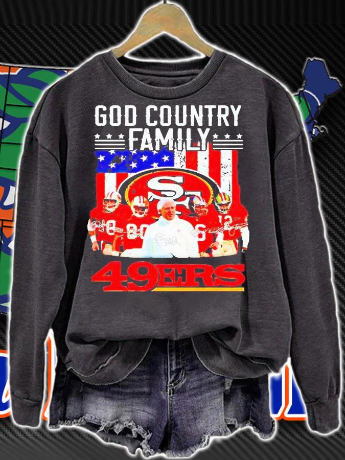 God country family San Francisco 49ers signatures T-shirt