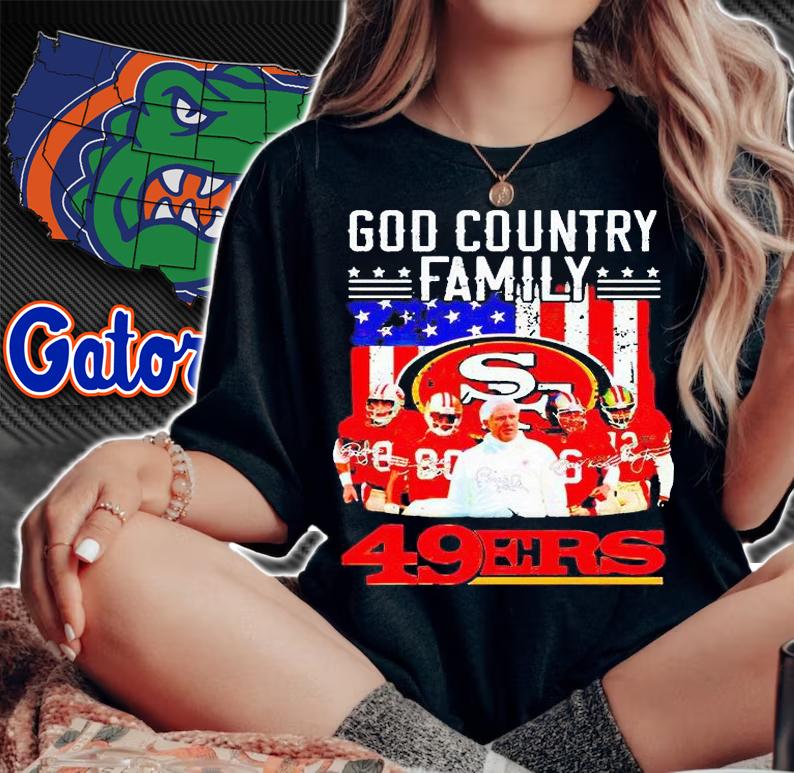 God country family San Francisco 49ers signatures T-shirt