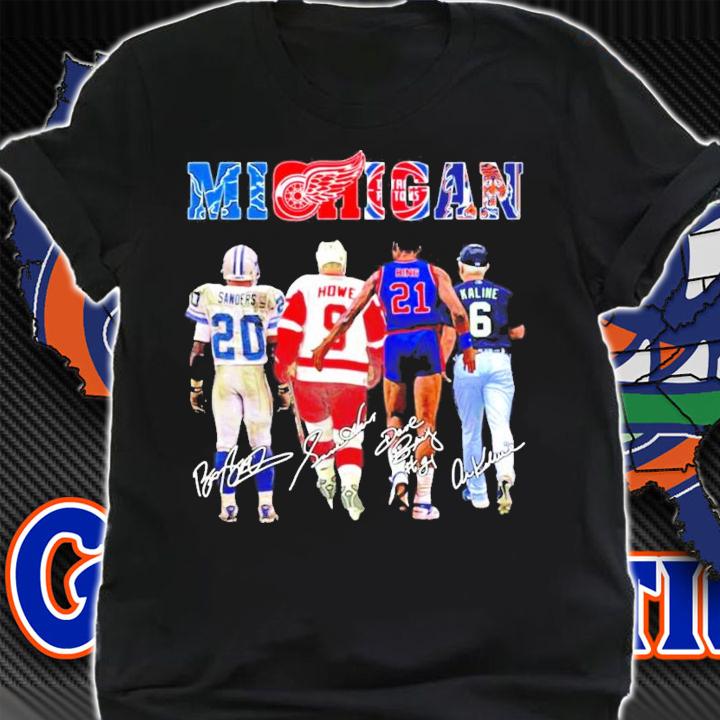 Michigan Sanders Howe Bing Kaline signature t-shirt shirt