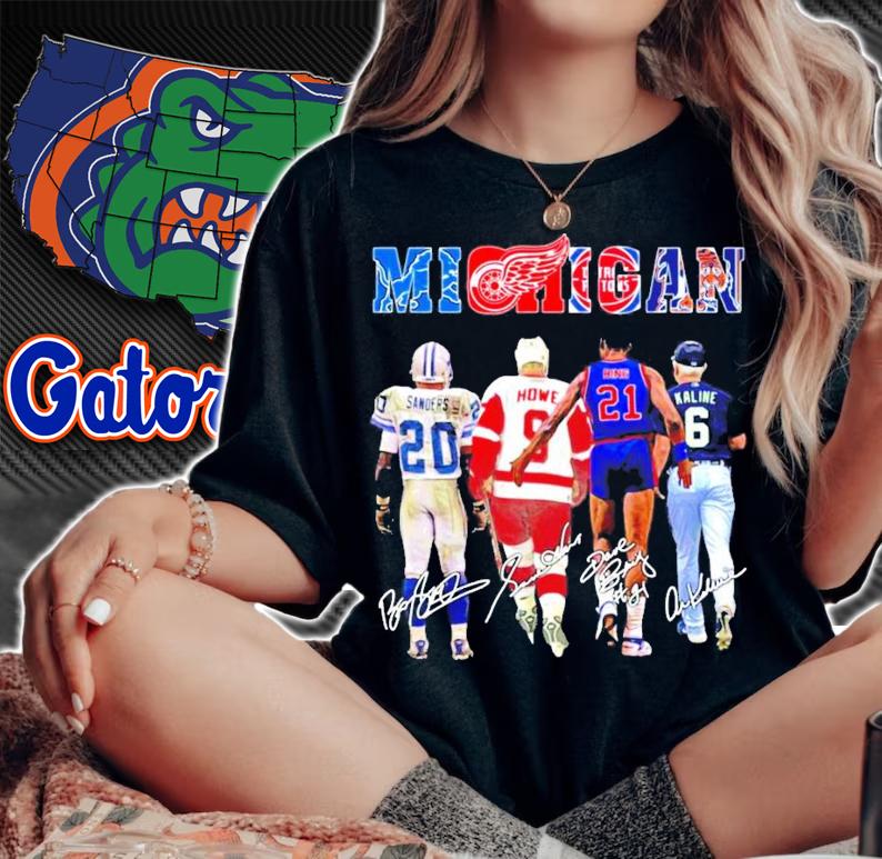 Michigan Sanders Howe Bing Kaline signature t-shirt woman shirt