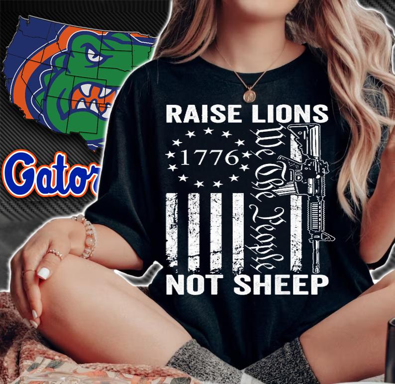 Raise Lions AR15 Gun Not Sheep Pro Guns AR15 USA Flag T-Shirt woman shirt