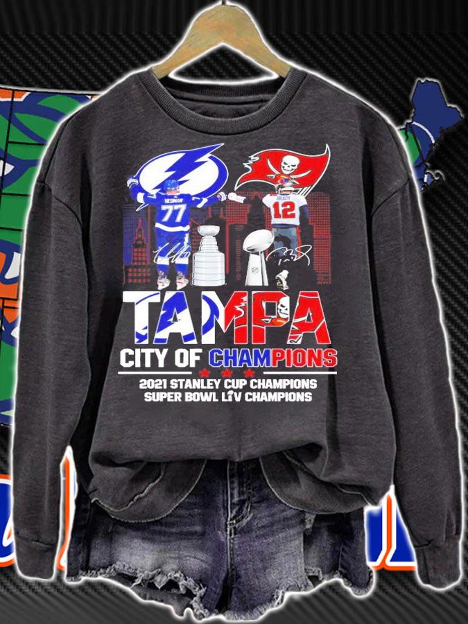 Tampa city of Champions 2021 Hedman vs Brady signature shirt sweatshirt