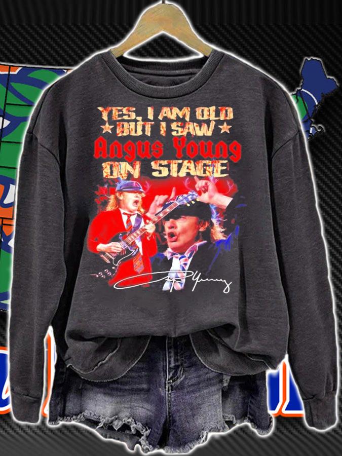 Angus Young yes I am old but I saw on stage signature shirt sweatshirt