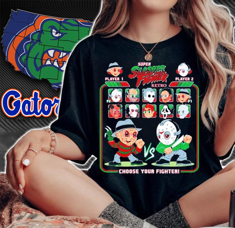 Horror Character Freddy Krueger And Jason Voorhees Super Slasher Fighter Choose Your Fighter Shirt woman shirt