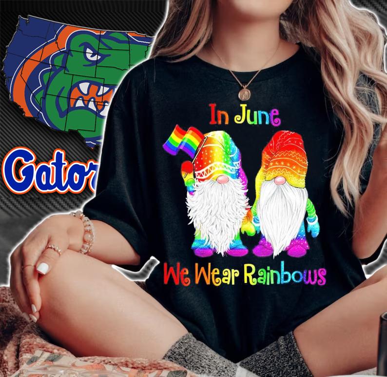 LGBT Gnomes In June We Wear Rainbows shirt woman shirt