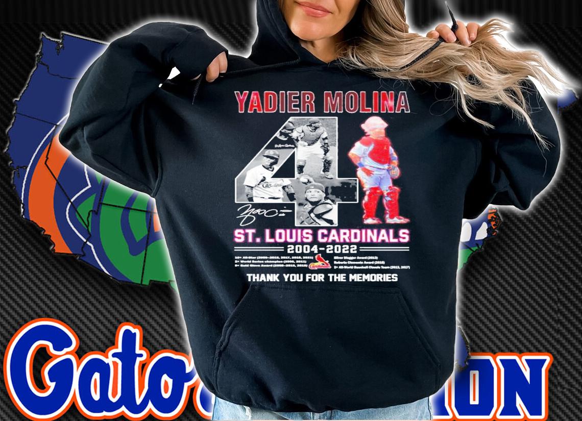 Yadier Molina St Louis Cardinals 2004-2022 signature t-shirt hoodie