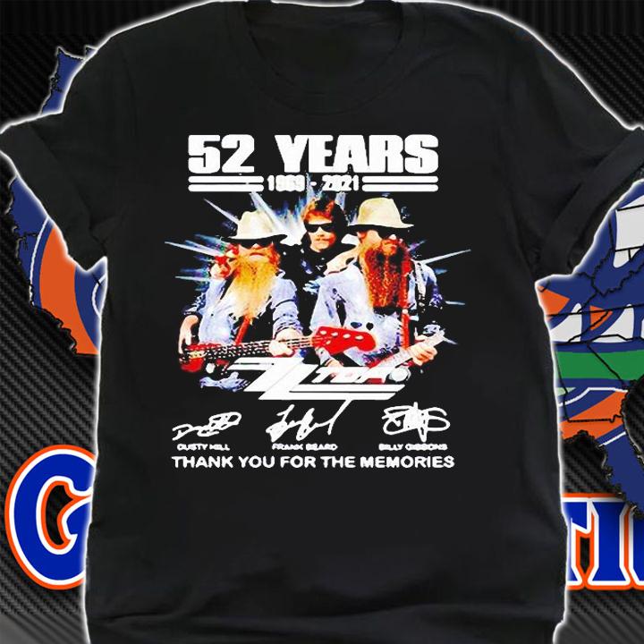 52 years 1969-2021 ZZ Top thank you for the memories signature T-shirt shirt