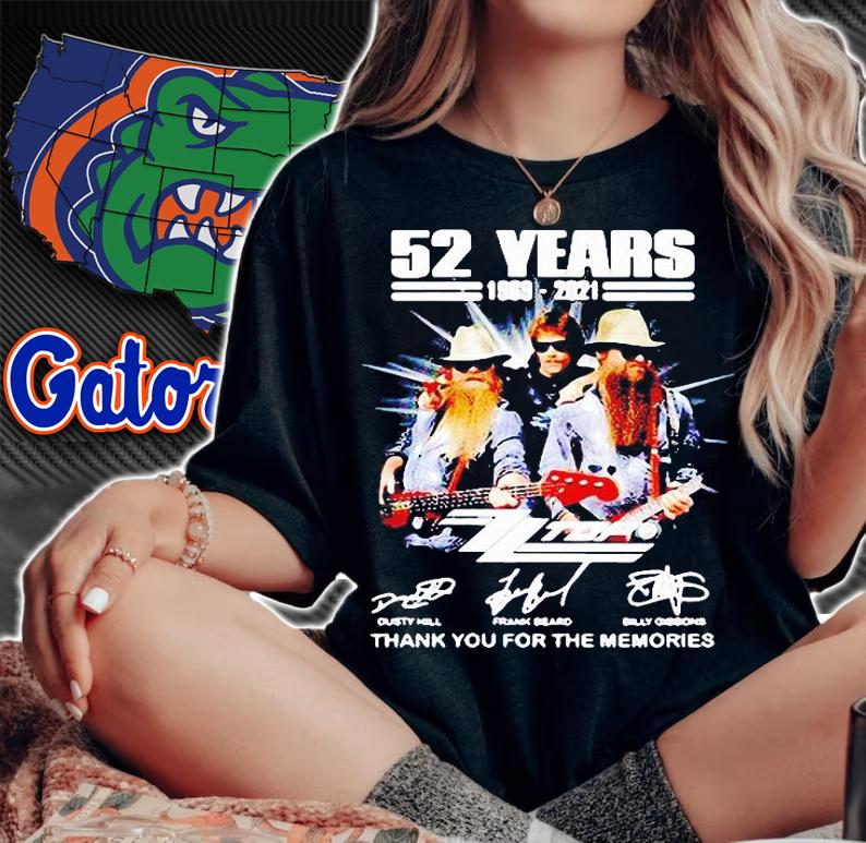 52 years 1969-2021 ZZ Top thank you for the memories signature T-shirt woman shirt