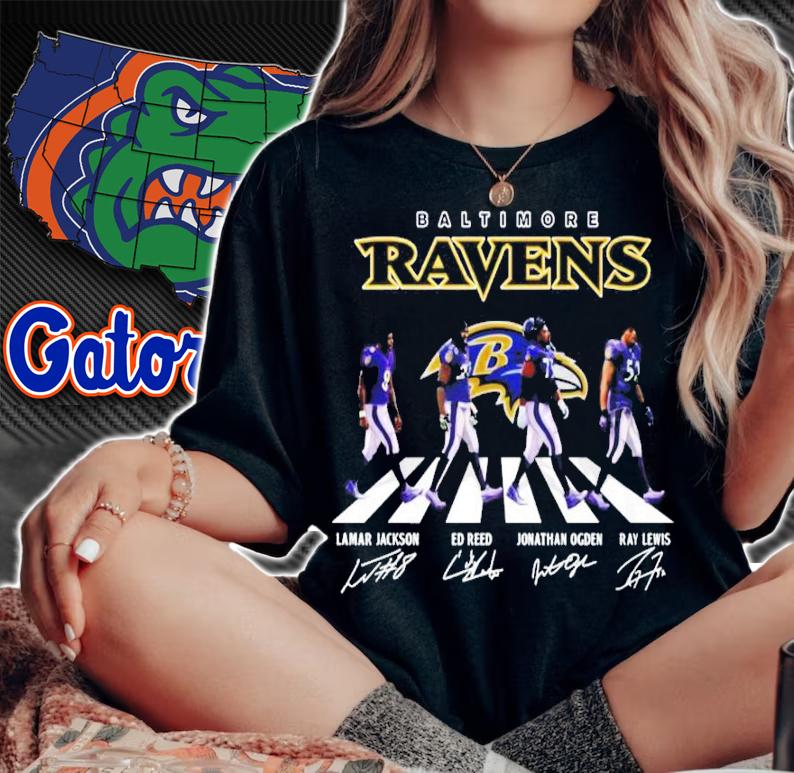 Baltimore Ravens Abbey Road signatures shirt