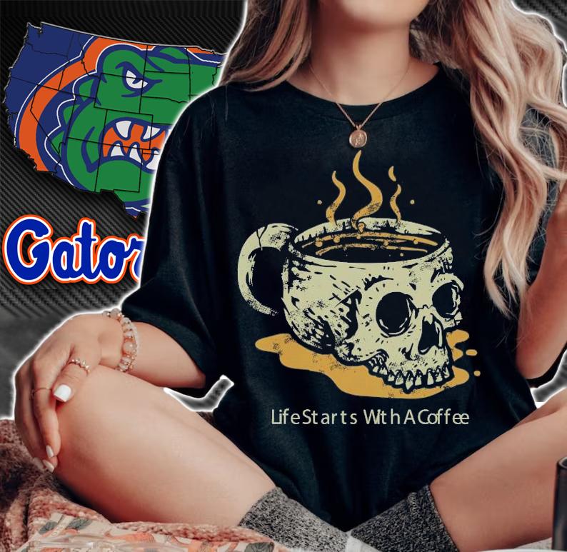 Coffee Skull mug life starts with a coffee shirt