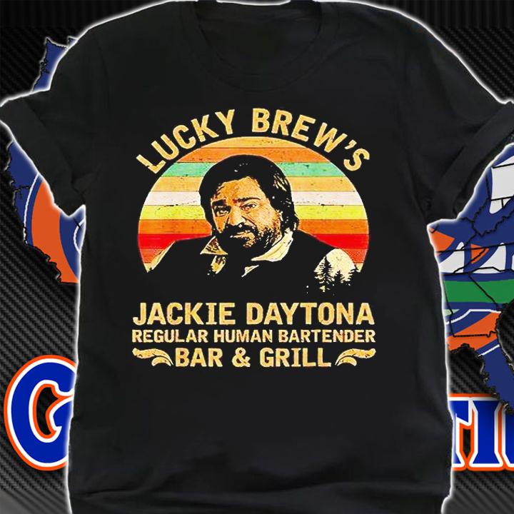 Lucky Brew's Jackie Daytona regular human bartender bar and grill T-shirt shirt