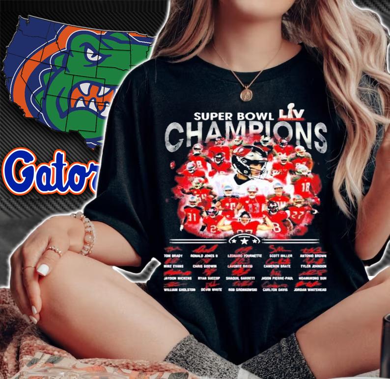 Super Bowl LIV Champions Tampa Bay Buccaneers team t-shirt woman shirt