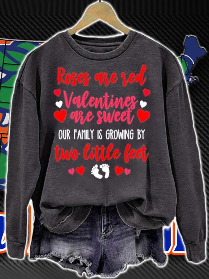 Roses are red Valentines are sweet our family is growing by two little feet shirt sweatshirt