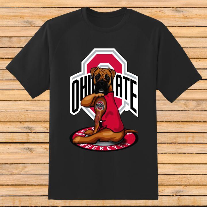 Boxer Dog Ohio State Buckeyes Tattoo Design T-Shirt - Limited Edition