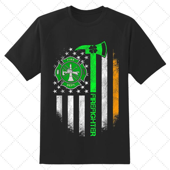 Fire Dept Irish Firefighter St. Patrick's Day American Flag T-Shirt