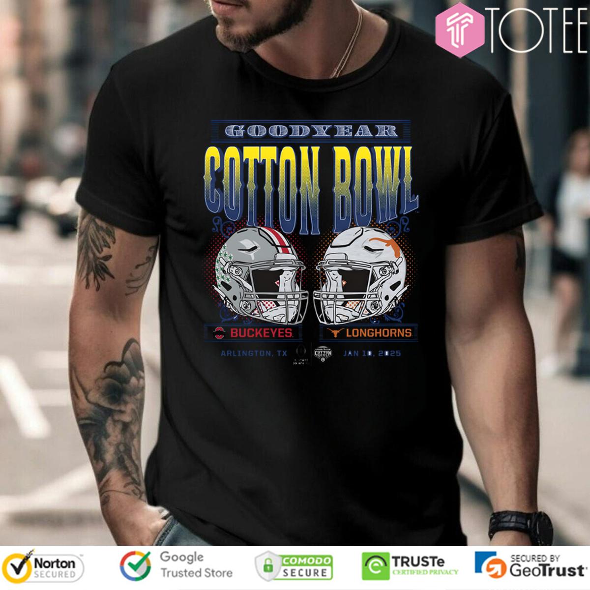 2025 Cfp Goodyear Cotton Bowl Ohio State Vs. Texas Head To Head Shirt