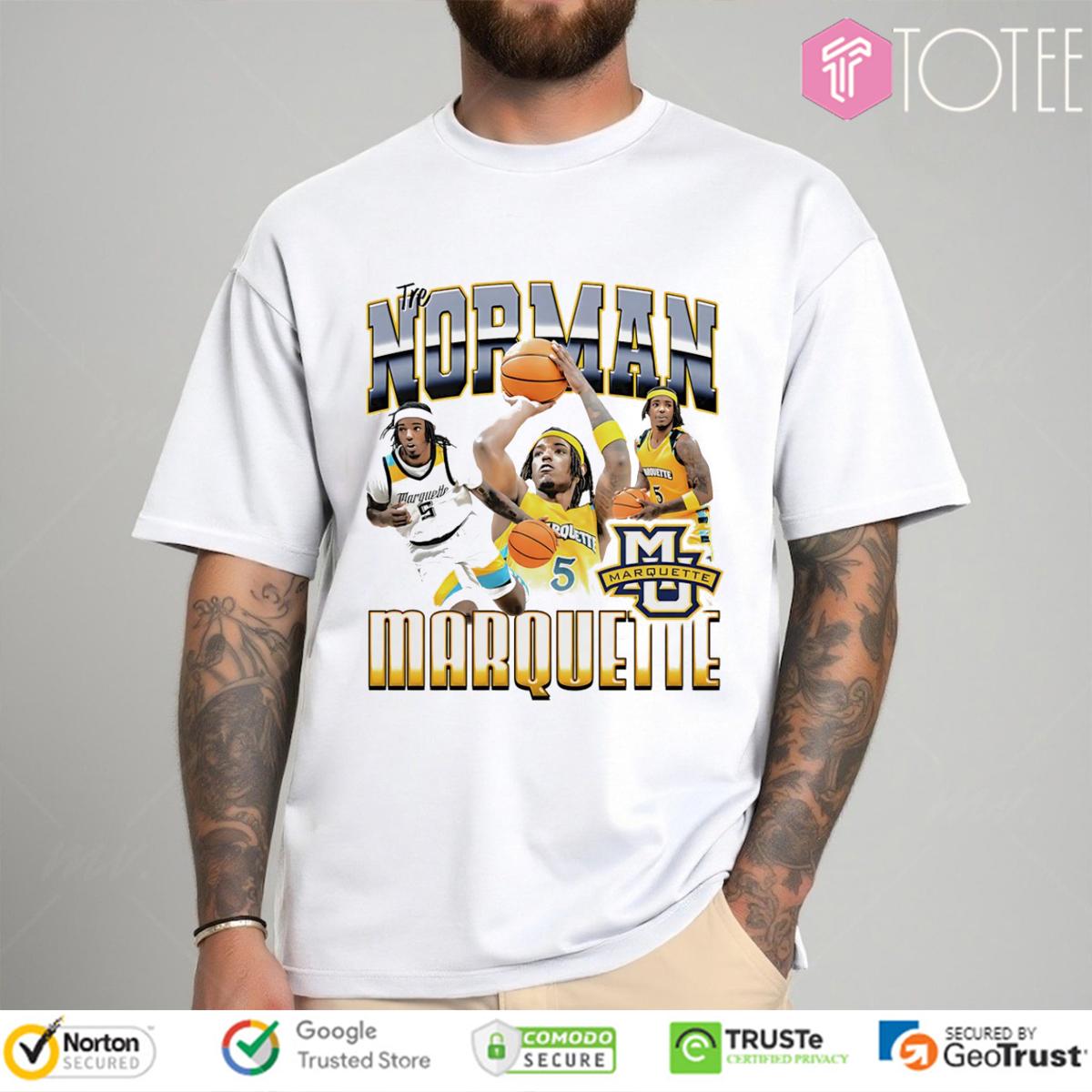 Tre Norman Marquette Golden Eagles Basketball T-Shirt