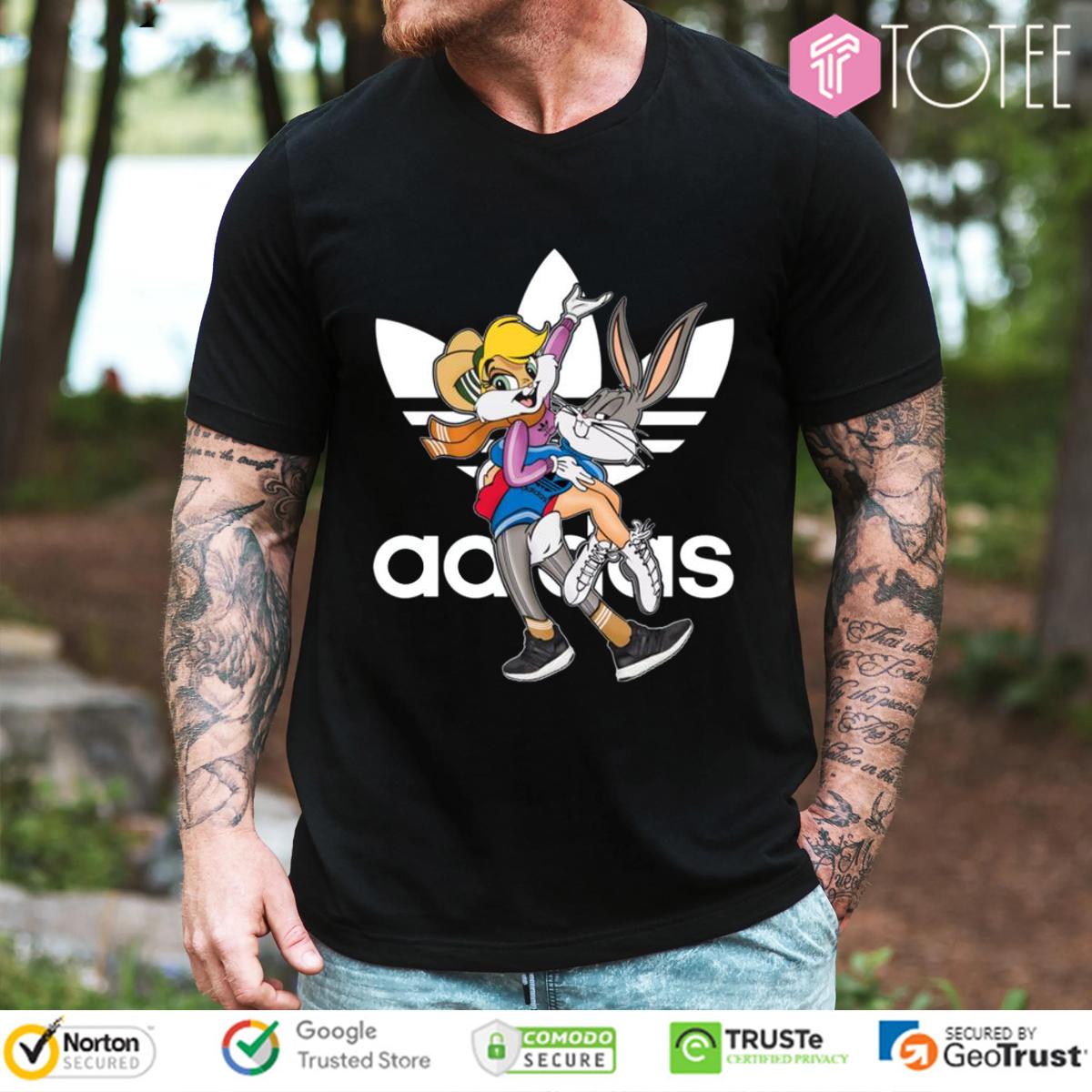 Lola And Bugs Bunny Looney Tunes Parody Adidas Logo T-Shirt