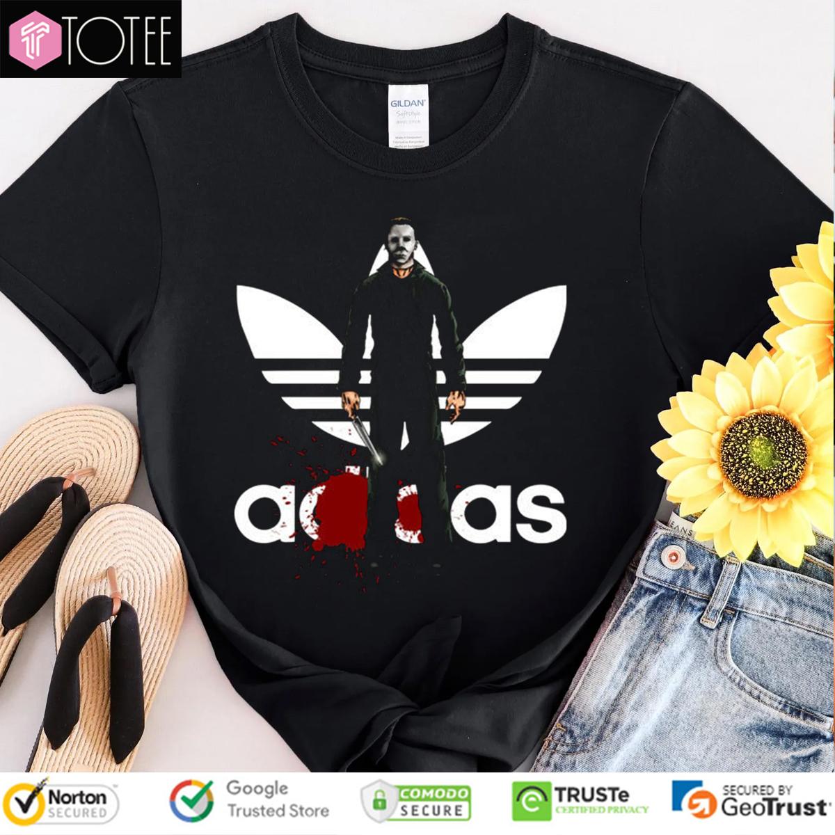 Michael Myers Parody Adidas Logo T-Shirt