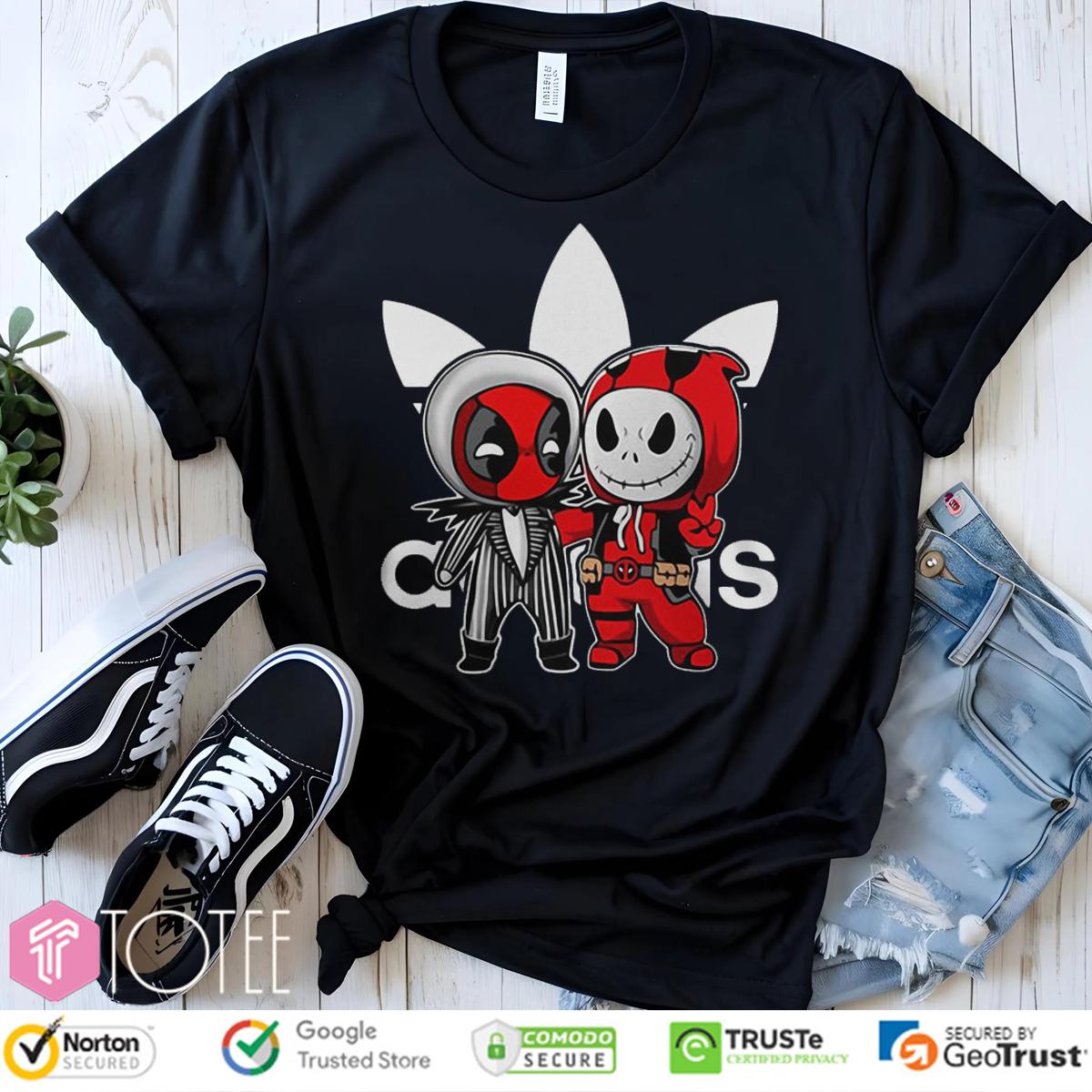 Deadpool Jack Skellington Parody Adidas Logo T-Shirt